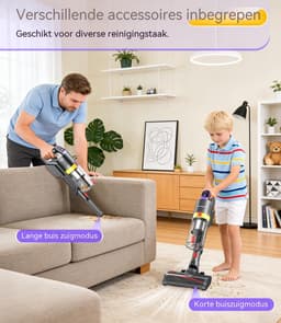 Elekiatech Steelstofzuiger- 45000Pa- 60Minuten Gebruikstijd-8 Kegel Filtersysteem Steelstofzuiger Draadloos - 1,6 L Stofbak - 2200 mAh Accu - voor Tapijten en Harde Vloere — thumbnail 4