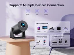 Stervia Mini Beamer - Projector - Projector Sterrenhemel - Projector Scherm - 1080P - 300 ANSI - 270° - Zwart - 9 x 11.7 x 19 cm — thumbnail 4