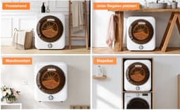 Re-purelife® mini wasdroger 3 kg met 8 programma's - compacte luchtafvoerdroger van staal en ABS - wandmontage mogelijk met dubbel filter en NTC-sensor - modern design - wit - 53,5 × 42 × 65 cm — thumbnail 14
