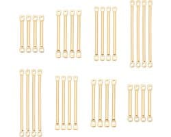 80 Stuks 14K Goud Vergulde Oorbellen Connectoren - Messing 2-Gat Strip Sticks voor DIY Sieraden, Armband Maken en Creatieve Ambachten, Verkrijgbaar in 4 Maten