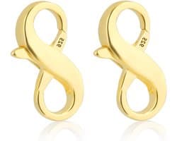 2 Stuks Dubbele Opening Sieraden Carabiner, Gouden 925 Sterling Zilveren Sluiting, Verbinder voor DIY Creaties en Reparaties (14.2mm)