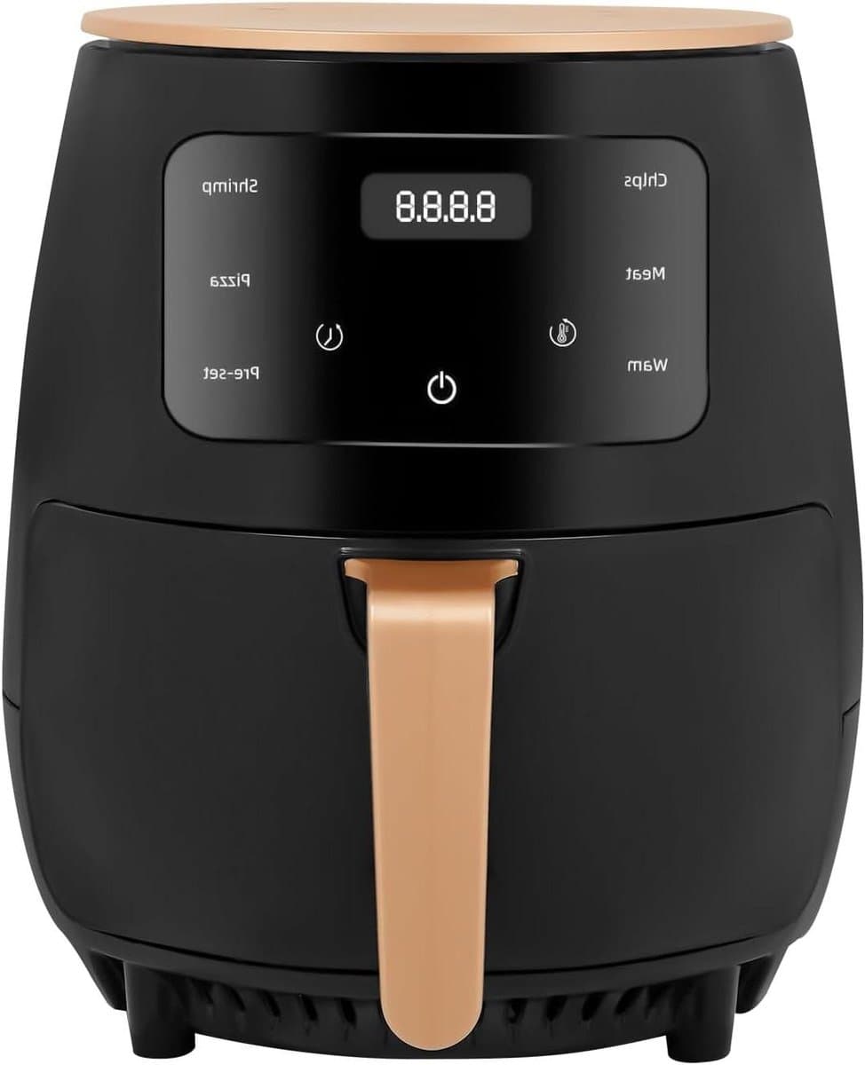 Hete Lucht Frituurpan - Airfryer Olievrij - Gezond Koken - Compacte Behuizing - 3.5 Liter - Zwart Goud — afbeelding 1