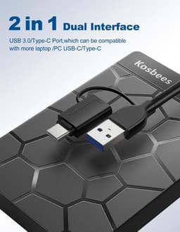 Externe Harde Schijf - Draagbare Opslag - Bestanden Opslaan - Plug and Play - 1 TB - Zwart — thumbnail 5