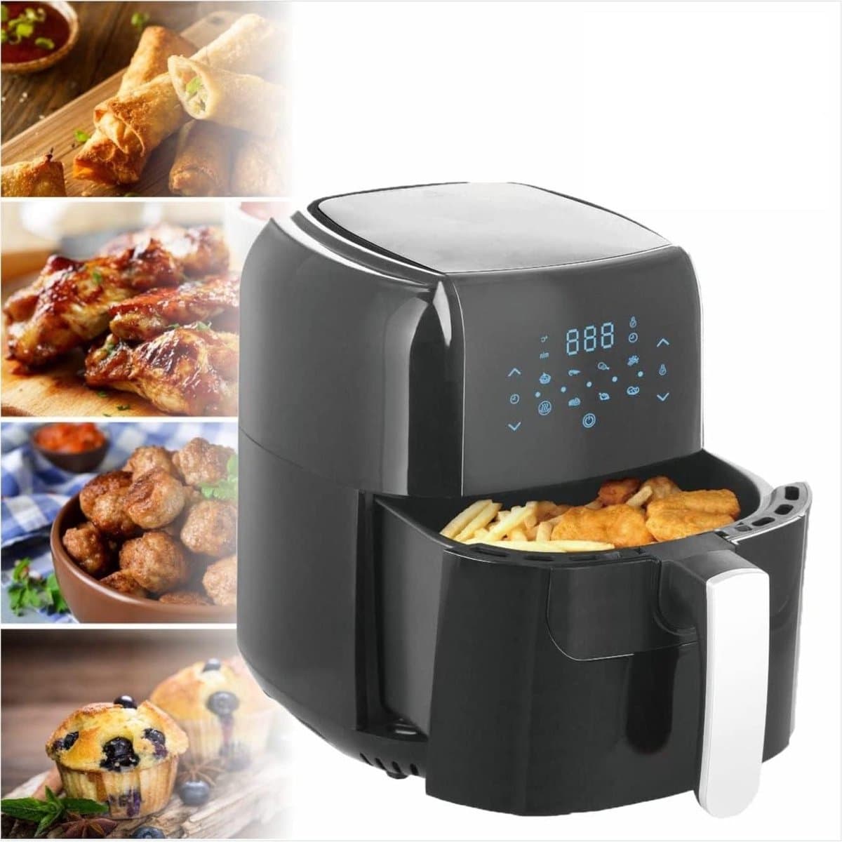 Heteluchtfriteuse - Olievrije friteuse - Gezond koken - Snelle luchtcirculatie - 55 liter - Zwart — afbeelding 1