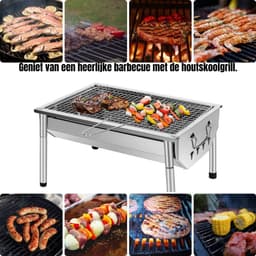 Florixa® Tafel Bbq Houtskool - Weber Bbq -Boretti Bbq - Houtskool - Zilver - 28cm x 40cm x 22cm — thumbnail 4