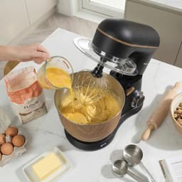 Keukenmachine - Mixer Standmixer - Bakken en Koken - 1300W Motor Kracht - 5 Liter Kom - Mat Zwart — thumbnail 2