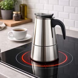 Cheffinger, Italiaans Koffiezetapparaat van RVS 9 Kopjes Inductie Compatibel voor Moka Koffie, Zilver — thumbnail 4