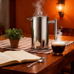 Franse koffiepers van 1 liter (34 oz), dubbelwandig roestvrij staal, met 3 filters en een schoonmaakborstel; geïsoleerde theemaker (350 ml) voor thuis, kamperen en reizen. — thumbnail 2