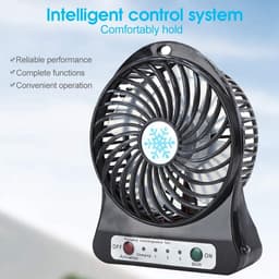 SPHProducts - Mini Tafelventilator - Draagbaar - USB Oplaadbaar - Zwart - Stil en Efficiënt - 3 Snelheden - Geschikt voor Thuis en Kantoor - Compact Model — thumbnail 4