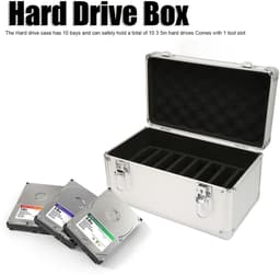 aladdien - Harde Schijf Koffer - Schokbestendige Opbergdoos - Aluminium - Voor 10 Harde Schijven - Ideaal voor 3,5 Inch Harde Schijven - Veilig ... — thumbnail 2