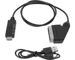 Video Converter Kabel - HD naar Scart - Oude Apparaten Aansluiten - Signaal Conversie - 12x9x3 cm - Zwart