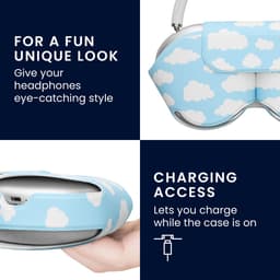 kwmobile over-ear koptelefoon cover compatibel met Apple AirPods Max / AirPods Max 2 hoesje - Polyester hoofdtelefoon case - Zachte koptelefoonhoes - Wolken en lucht design — thumbnail 4