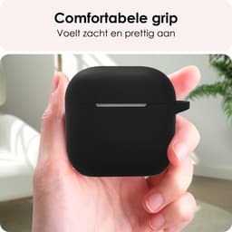 Hoes - Geschikt voor Apple AirPods 4 - Siliconen Hoesje met Clip - Silicone Case Cover - Zwart — thumbnail 4