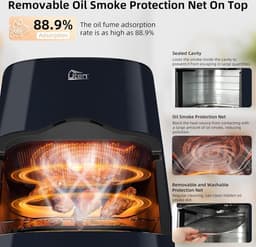 Uten Airfryer XXL 200E - Dual Blaze Technologie - Hetelucht friteuse - 5.5 liter - 14 programma's - 40ºC tot 200ºC - PFAS vrij - 2000W - Rond Venster - Saffier Blauw — thumbnail 6