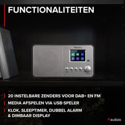 DAB radio - Audizio Avio DAB radio met Bluetooth - DAB+ - FM - USB - 20 voorkeurszender - Zilver — thumbnail 4