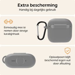 Hoesje - Geschikt voor Apple AirPods 4 - met Clip - Siliconen Hoes - Silicone Case Cover - Grijs — thumbnail 5