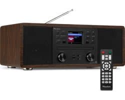 Internetradio - Audizio Avola alles-in-één radio met Bluetooth - DAB+/FM - CD speler - Houtlook