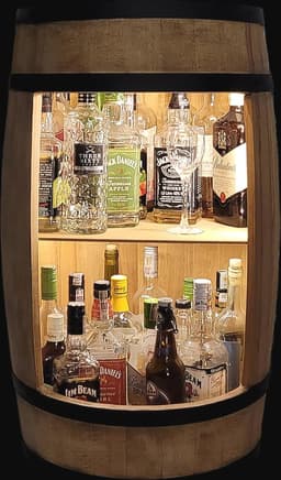 Rustieke Minibar Kast met LED Verlichting - Vintage Bartafel voor Glazen en Flessen — thumbnail 5
