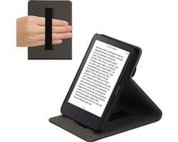kwmobile e-reader hoesje geschikt voor Kobo Clara 2E hoes - E reader flip case van kunstleer - Ereader cover met handgrip en stand - In donkergroen
