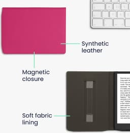 kwmobile flip cover geschikt voor Pocketbook InkPad 4 / Color 3 / Color 2 / Vivlio InkPad 4 / InkPad Color 3 - Case met magnetische sluiting en handvat - Hoes voor e-reader in neon roze - design — thumbnail 4