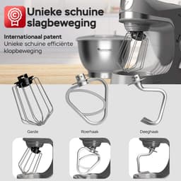 TurboTronic TT-002 Pro-Mix Keukenmachine - Foodprocessor - Staande Keukenmixer- keukenrobot- 5 Liter - 2000W - Zwart — thumbnail 5