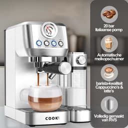 Espressomachine 20 Bar - Auto Melkopschuimer - Coffee Machine - Italiaanse pomp - RvS Koffiemachines - COOK-IT — thumbnail 2