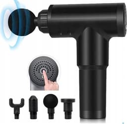 Compacte massage pro gun - 4 opzetstukken - 6 snelheden - diepe spierstimulatie - lichtgewicht - stil en draagbaar - zwart — thumbnail 1