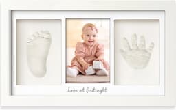 Baby handafdruk en voetafdrukset, gipsafdruk baby hand en voet voor pasgeborenen, handafdruk baby fotolijst, voetafdruk baby gipsafdruk set, baby douche baby afdruk (Alpine White) — thumbnail 1