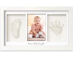Baby handafdruk en voetafdrukset, gipsafdruk baby hand en voet voor pasgeborenen, handafdruk baby fotolijst, voetafdruk baby gipsafdruk set, baby douche baby afdruk (Alpine White)