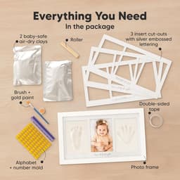 Baby handafdruk en voetafdrukset, gipsafdruk baby hand en voet voor pasgeborenen, handafdruk baby fotolijst, voetafdruk baby gipsafdruk set, baby douche baby afdruk (Alpine White) — thumbnail 2
