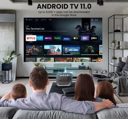 Mrs. Jones 360° draaibare mini-beamer 1080p Android 11.0 wandprojector met luidspreker Netflix auto-focus 2 + 16 GB tv-beamer bluetooth - krachtige projectie . — thumbnail 4