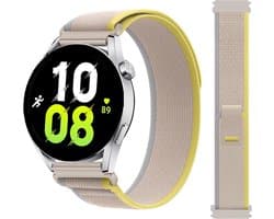 Stravo Smartwatch Trail Loop Nylon Sport bandje 20mm - Geel - Nylon horlogebandje geschikt voor Samsung Galaxy Watch 7 / 6 / 5 / Pro / 4 / 3 / Active 2 - Polar Ignite / Unite – Huawei
