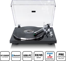 Lenco Platenspeler met Bluetooth - Metalen draaiplateau toonarm en contragewicht - Lenco Expertise lijn - LBT-215BK - Piano Black — thumbnail 4