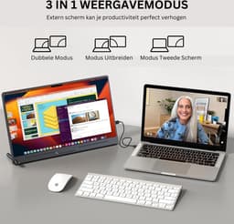 White-Label® Portable Monitor - Draagbare Scherm - Gaming - Full HD - Zwart — thumbnail 2