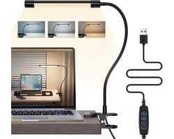 Flexibele LED Clip-on Leeslamp met 10 Lichtstanden en 360° Zwanenhals