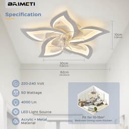 Ventilator Plafondlamp Dimbaar met Afstandsbediening - 3 Kleuren, 6 Snelheden, Stille Motor — thumbnail 1