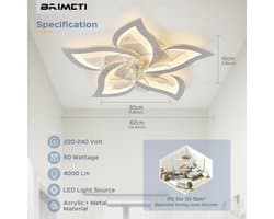 Ventilator Plafondlamp Dimbaar met Afstandsbediening - 3 Kleuren, 6 Snelheden, Stille Motor