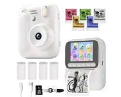 Kindercamera Full HD met Printer - 1080P - 32GB - Digitale Camera Kinderen - Selfie Camera - Video - Spelletjes - Wit
