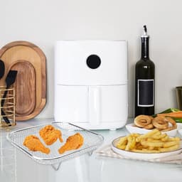 2 stuks rooster voor heteluchtfriteuse, 21 x 21 cm, airfryer-accessoires, heteluchtfriteuse, stapelbare mand voor airfryerrek, mand voor heteluchtfriteuse, airfryer, roosterinzet voor 5 l - 7,5 l — thumbnail 4