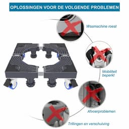 Verstelbare Apparaten Onderstel – Verplaatsbare Wasmachine & Koelkast Bodemplaat – 8 Poten, 4 Dubbele Wielen met Rem – Draagkracht 400KG – Huishoudelijke Elektronica Steun — thumbnail 3