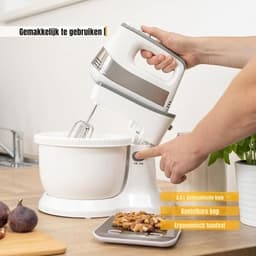 RONN® Mixer met Mengkom - Keukenmachine - Mixer - 6 Liter Mengkom - Wit/Grijs - ‎31cm x 21cm x 36cm — thumbnail 5