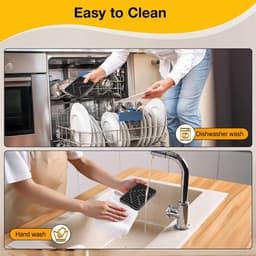 Heißluftfritteuse accessoires Gescht voor Ninja, Philips en COSORI, 2 stuks hittebestendige onderlaag siliconen voor universele Airfryer-mand, 16 x 11 cm verbrandingswerende siliconen tafelmat (Zwart-2) — thumbnail 3