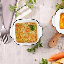4 Stuks Witte Geribbelde Keramische Ovenschaal Met Oren - Geschikt voor Oven, Airfryer & Magnetron, Vierkante Bakvorm voor Lasagne & Ovengerechten — thumbnail 2