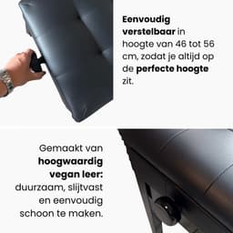 Pianokruk Hoogglans Zwart Verstelbaar in Hoogte met Opbergruimte - Piano Stoel - Pianobank - Klassiek Voeten Bankje - Kruk - Hout en Vegan Leer - Hoogte 48 tot 58 cm — thumbnail 3