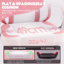 Dowinx Gamingstoel – Ergonomisch – Stoff – Roze – Kattenpoot-design – Met voetsteun – Verstelbaar – PC/Gamer stoel voor volwassenen — thumbnail 5