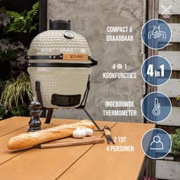 BluMill Kamado BBQ Egg - Kamado 13 Inch - Houtskoolbarbecues - Beige - Ø 27 cm - Houtskoolbarbecue Met Thermometer — thumbnail 4