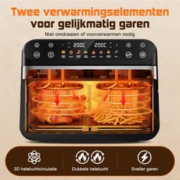 Fukstern Dubbele Airfryer XXL–11L 2500W–Tot 6 Personen-Dubbele Mand–30°C tot 200°C Instelbaar–8 Voorgeprogrammeerde Functies–Zilver — thumbnail 3