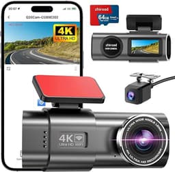 LeeuwenChoice® Dashcam Voor In Auto - 4K WiFi Dashboard Camera - Met 64GB SD-Kaart - Met Nachtzicht & App Besturing — thumbnail 1