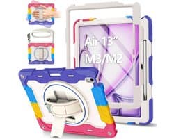 Robuuste Kinderhoes voor iPad Air 13 inch (2025 M3/2024 M2) met HD Screenprotector en Schouderband