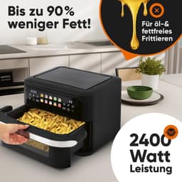 XXL Heteluchtfriteuse 2 Kamers Olievrij met Touchscreen en 10 Programma's — thumbnail 5